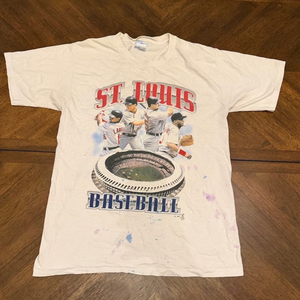 Vintage St Louis Baseball T-Shirt 2000 All Sport Events White Large Stadium